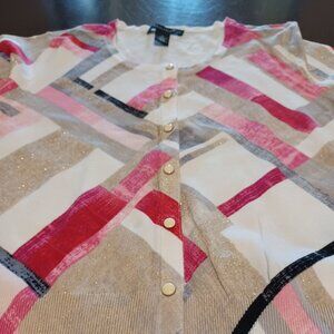 White House Black Market Size M Top Stretchy 3/4 Sleeve Cardigan Sweater